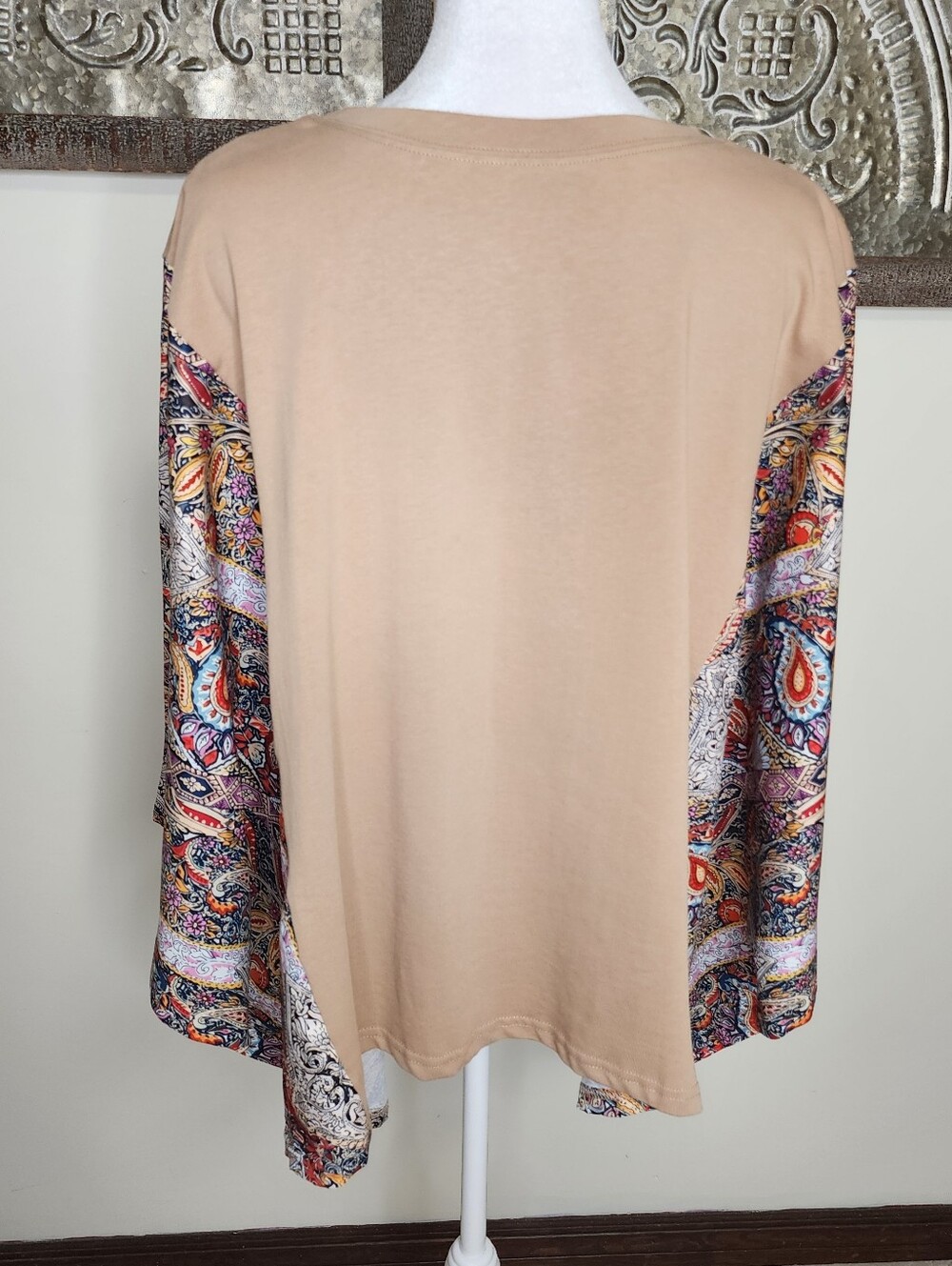 Paisley Kimono Sleeve Crop Top in Taupe - Picture 11 of 13